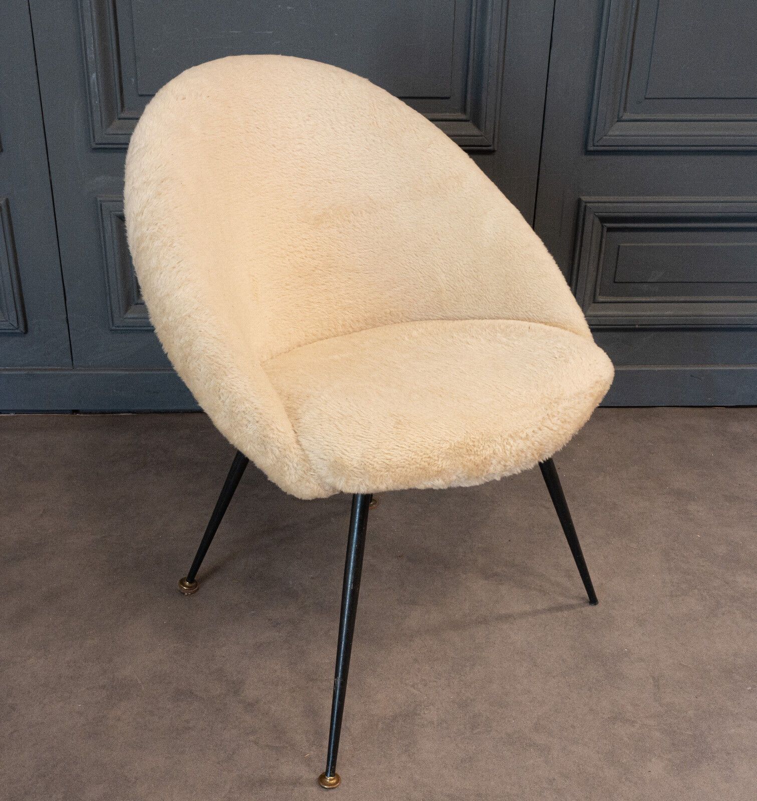 Armchair 1960 tubular black and fabric polar bear twentieth