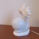 Lampe " palmier " en céramique blanche et boule opaline blanche des années 70 80