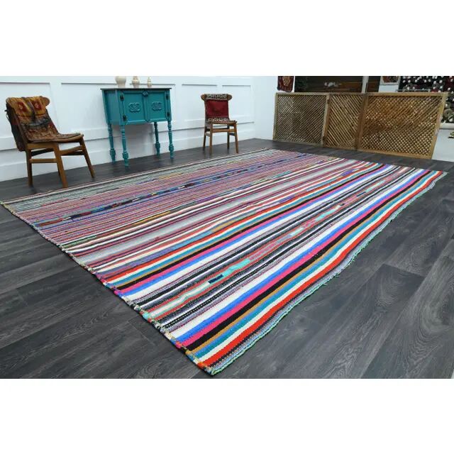 Vintage Turkish Oushak Handmade Wool & Cotton Purple Rug 264x368