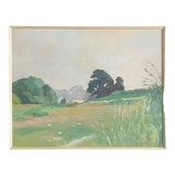 Table HSP "Wooded landscape" signed middle XX° + frame