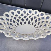 Vintage woven ceramic fruit bowl