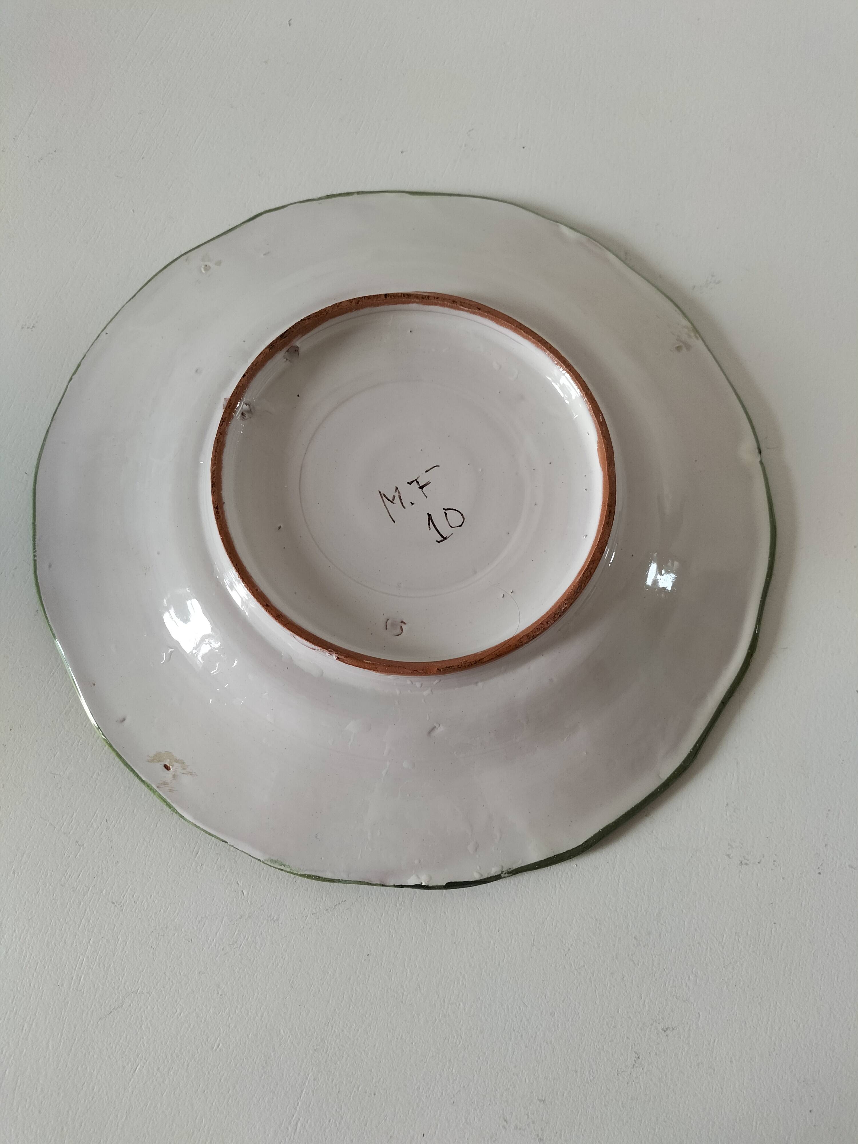Antique Martres-Tolosane plate – rustic green decor