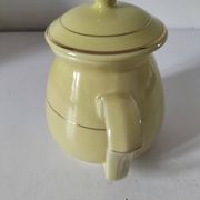 Vintage teapot in pastel yellow earthenware with gold trim