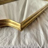 Ancien miroir Deknudt en résine dorée - 70 x 34 cm