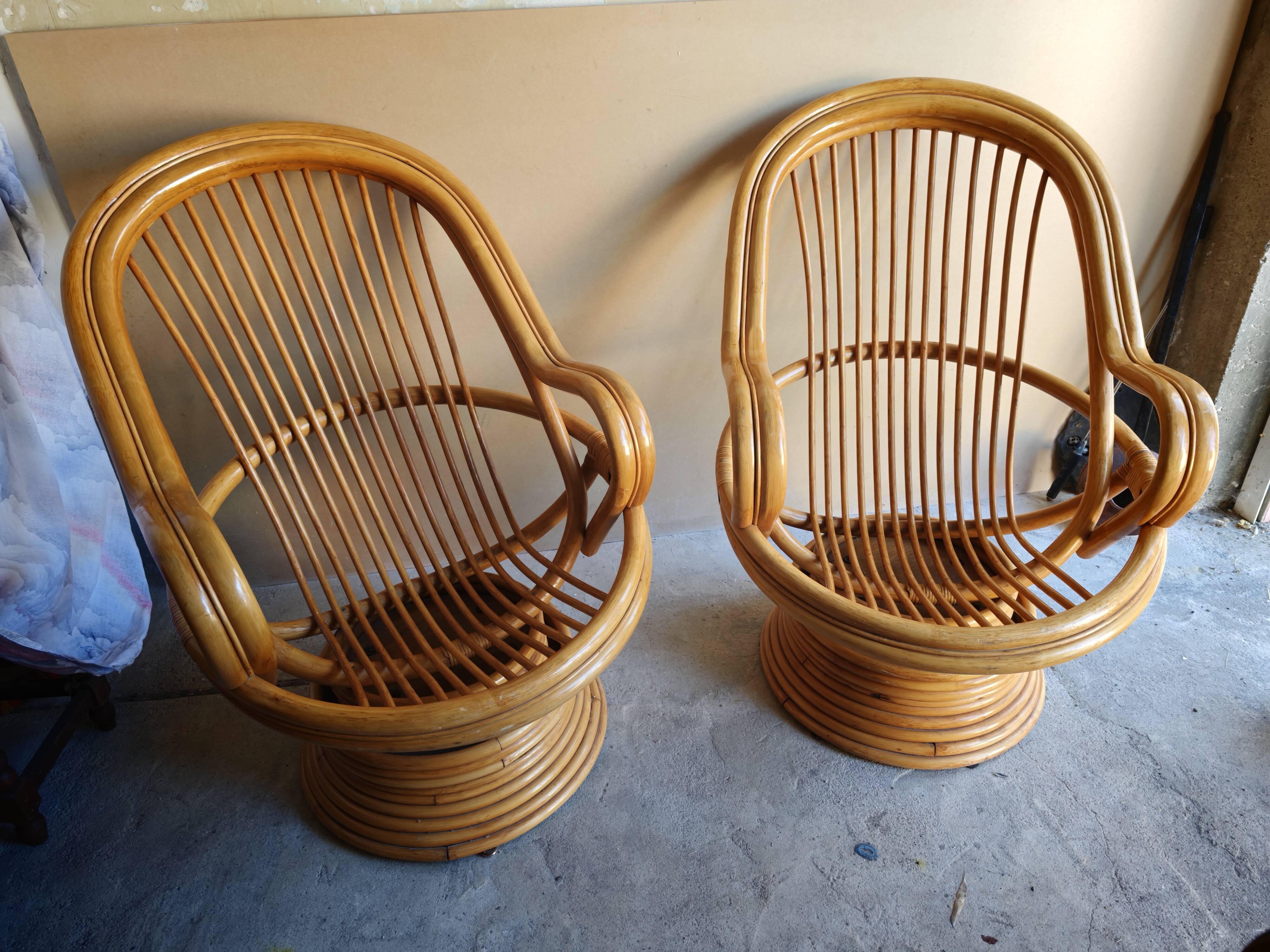 Fauteuil en bambou année 70
