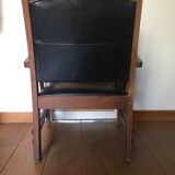 Leather and wood armchair 50