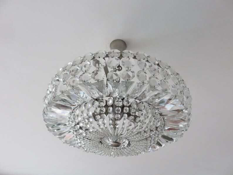 Lustre "Palwa" 6 fires in nickel brass and 60s crystal