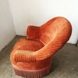 Orange velvet toad armchair