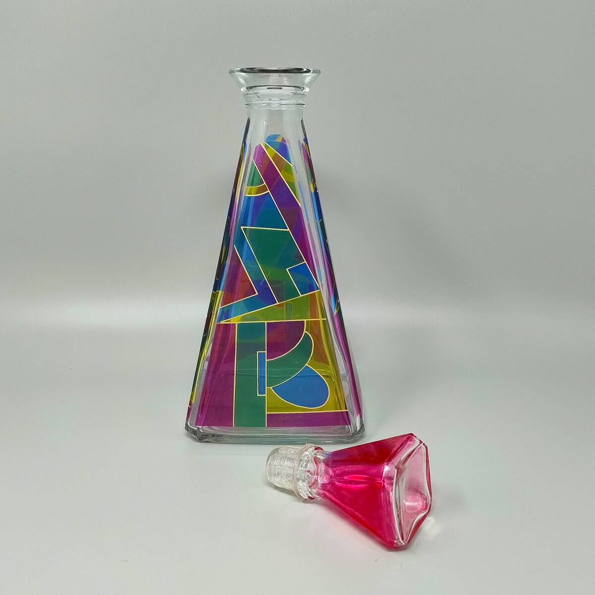 1970s Stunning Decanter or Decorative Bottle by Luigi Bormioli. Made in Ita