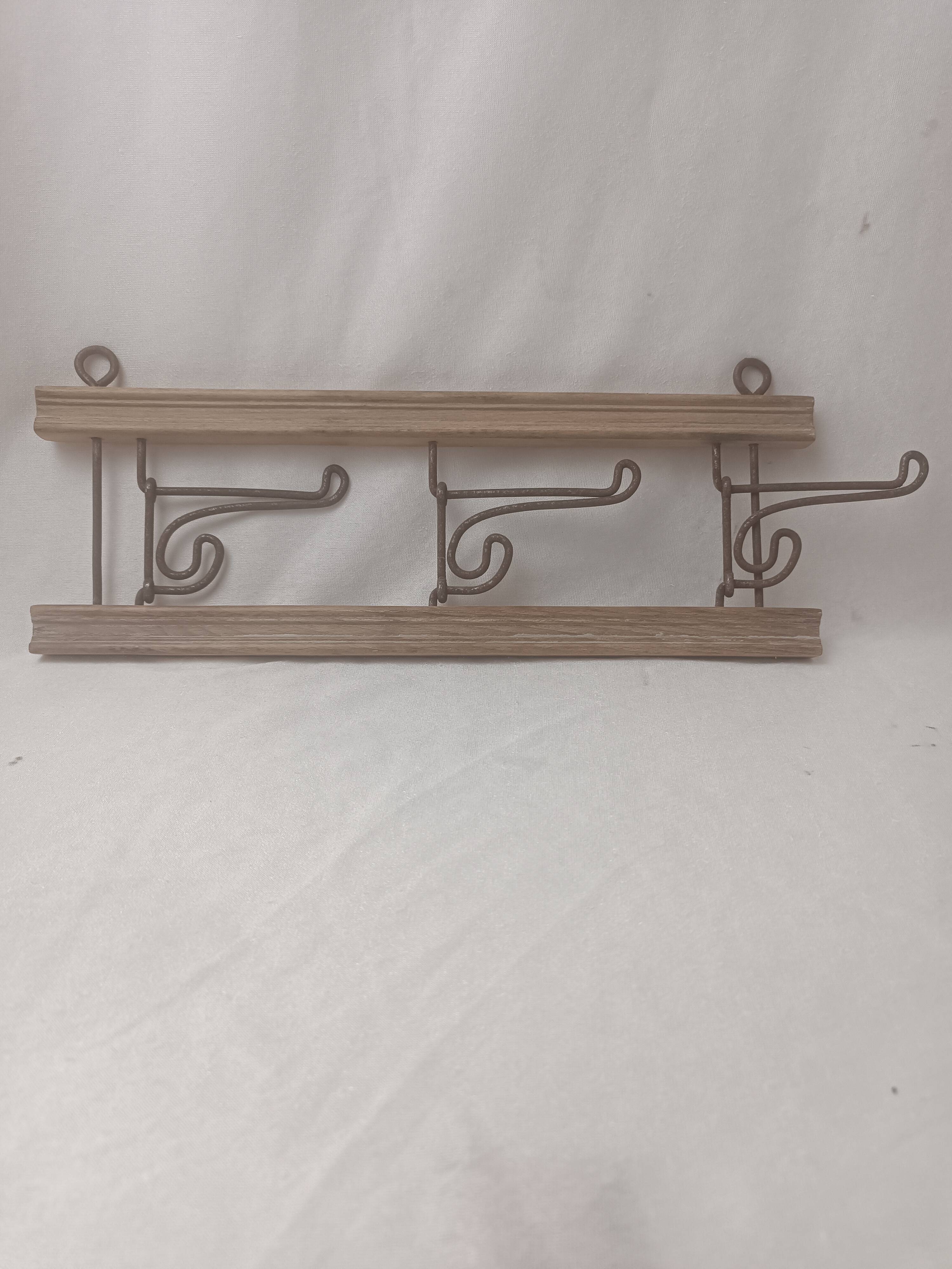 Coat rack/wood & iron hooks