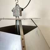 Large Silver Industrial Factory Pebdant Lamp, 1970s
