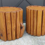 Pair of sofa ends table stool massive brutalist/design 20th century