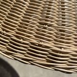 Rattan suspension or shade in the shape of a braided undulating circular tray d:80