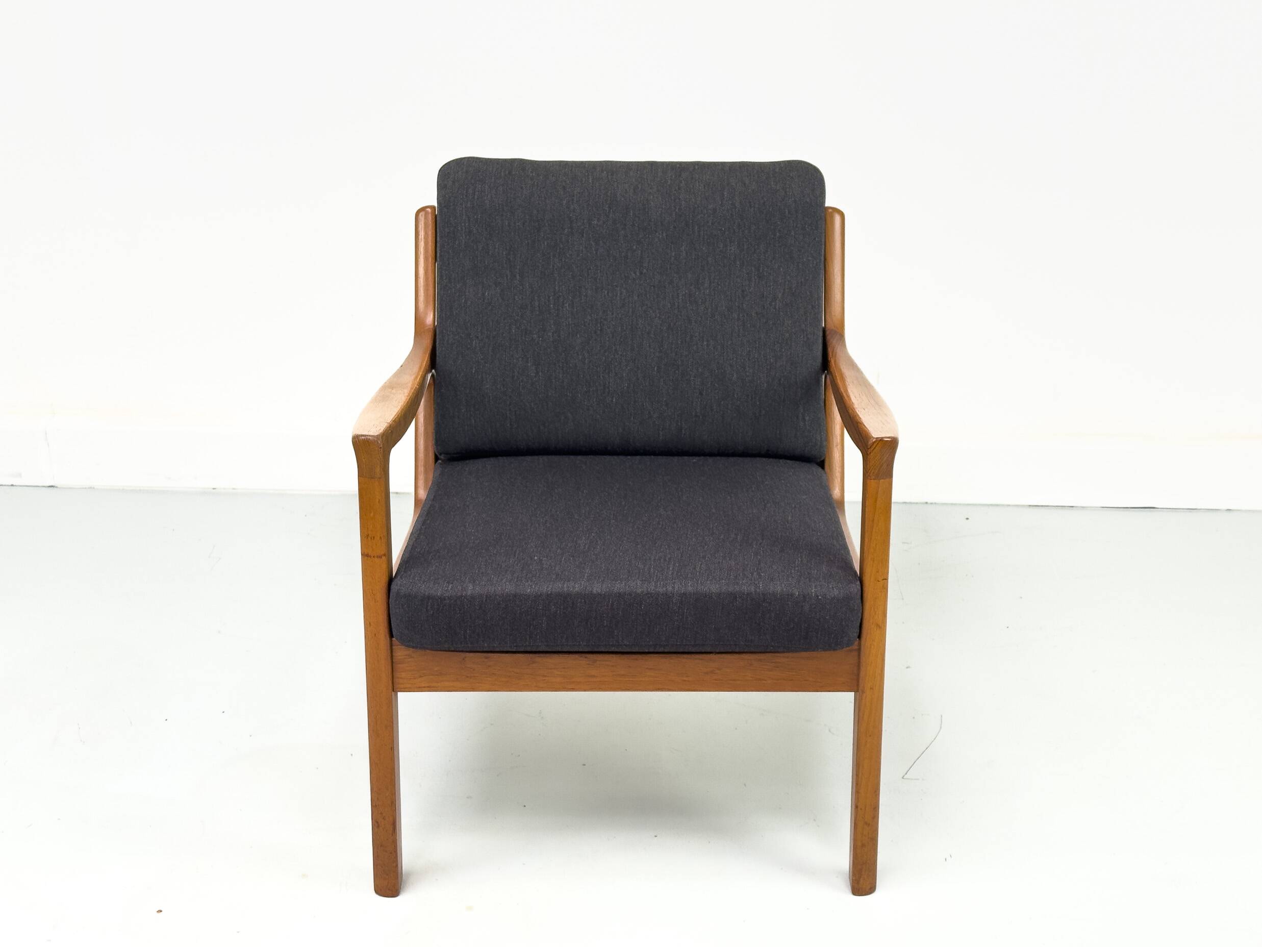 Senator Lounge Chair and Ottoman in Teak and Wool by Ole Wanscher for P. Je