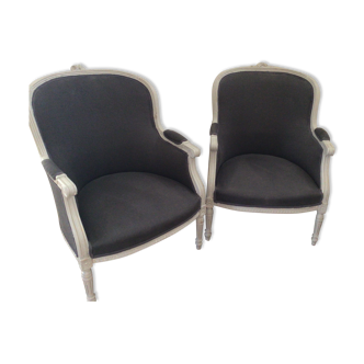 Paires de fauteuils en lin