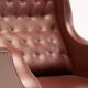 Italian reclining chaise longue from the 1950s in oxblood Naugahyde.