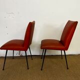 Paire de chaises en skaï orange