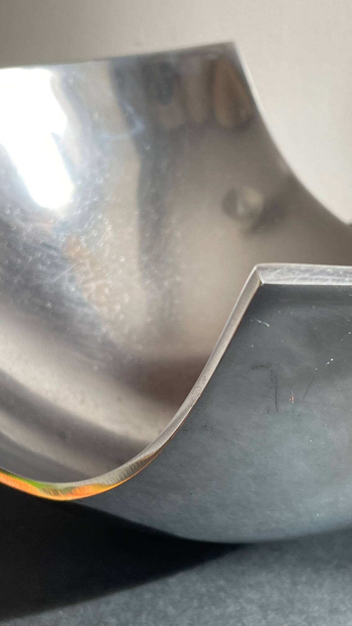 Vintage polished metal fruit bowl