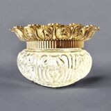 Vintage ceiling light in molded glass and golden brass