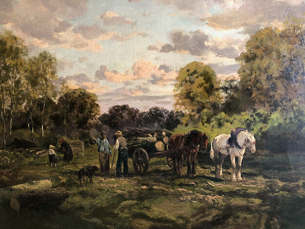 Clément Quinton (1851-1920), large oil on canvas "Forestiers"