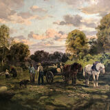 Clément Quinton (1851-1920), large oil on canvas "Forestiers"