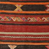 3x10 Red & Black Striped Kilim Runner Rug, 90x309Cm