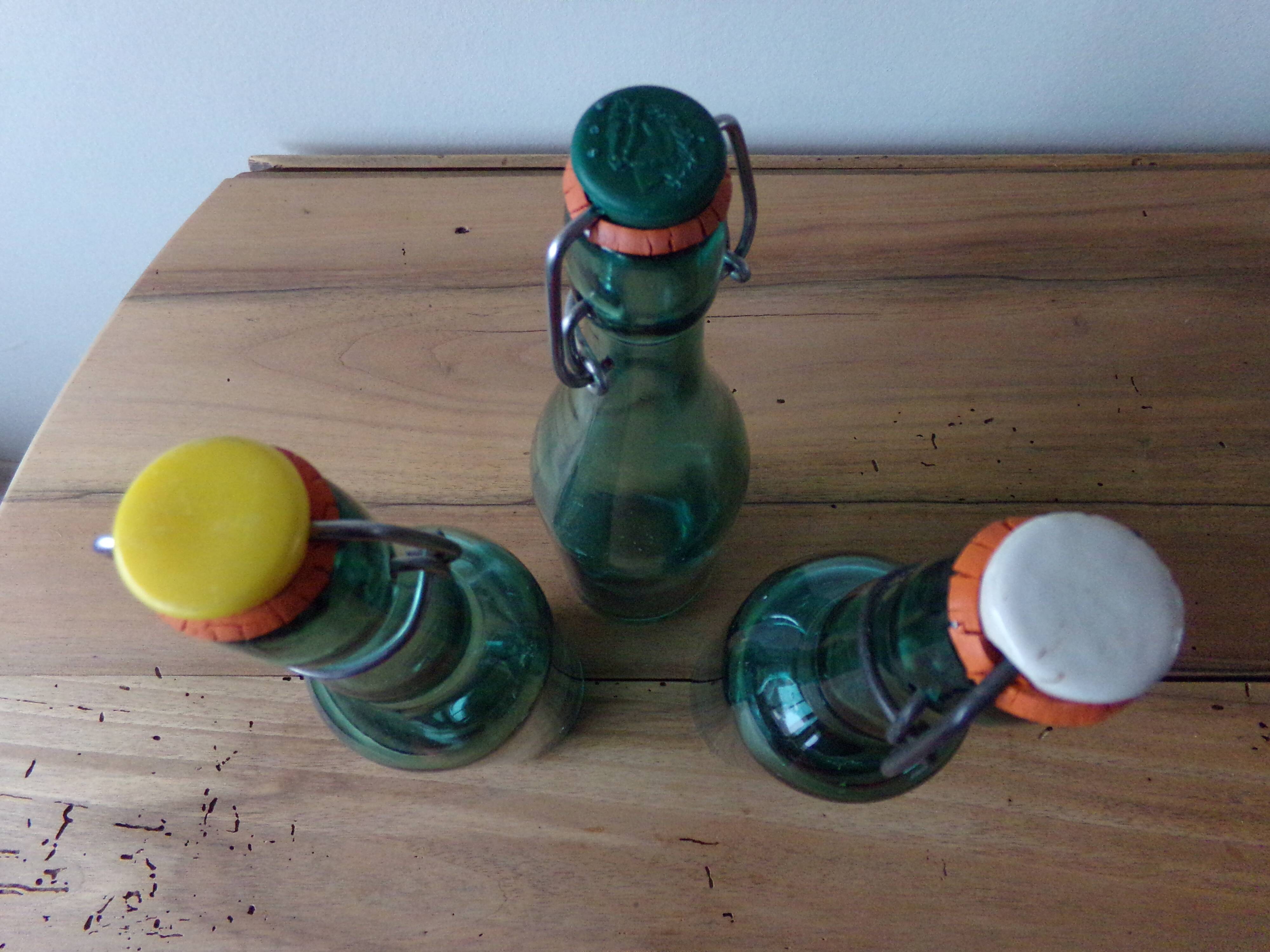 3 old green bottles