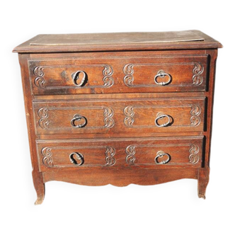 Ancienne commode 3-tiroirs en bois