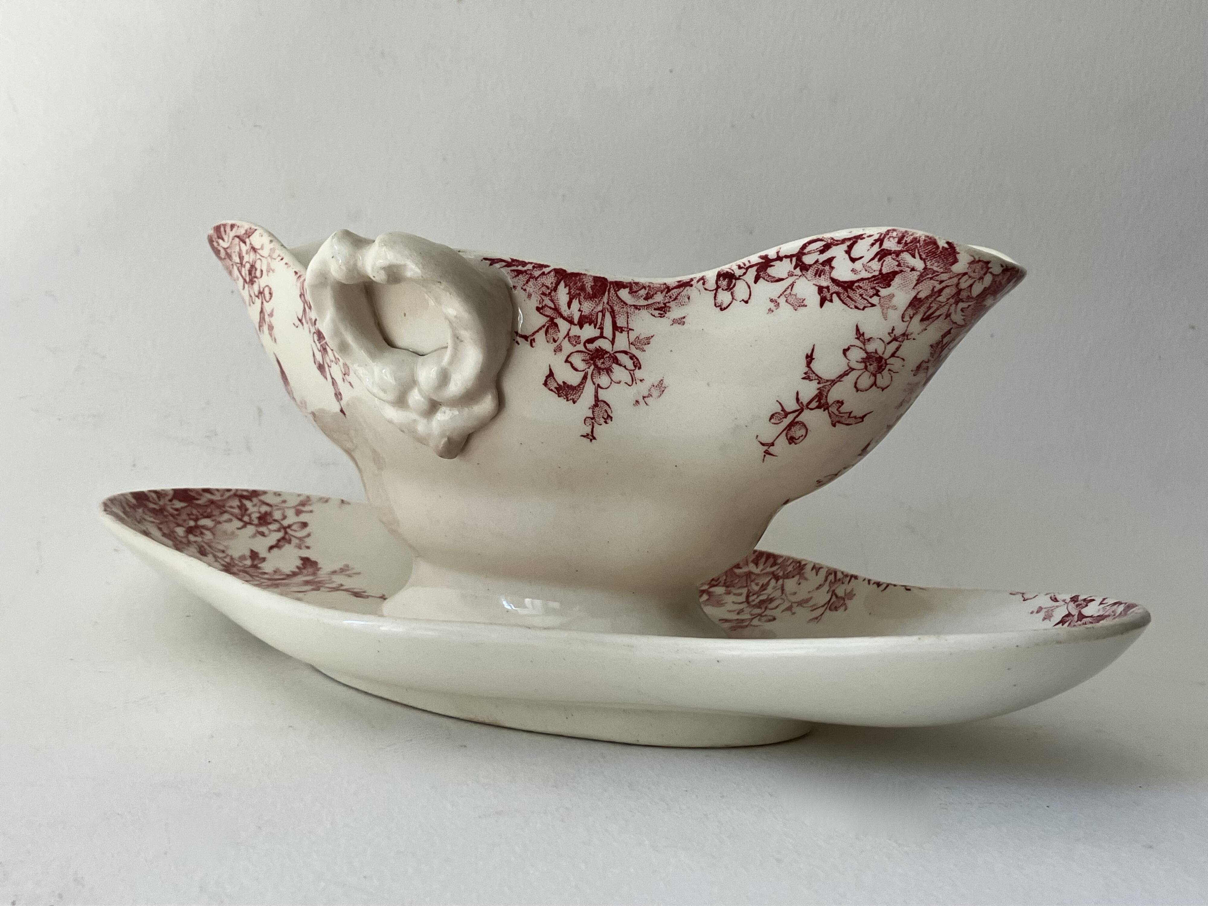 Sauce boat, Gien opaque porcelain - Printemps service
