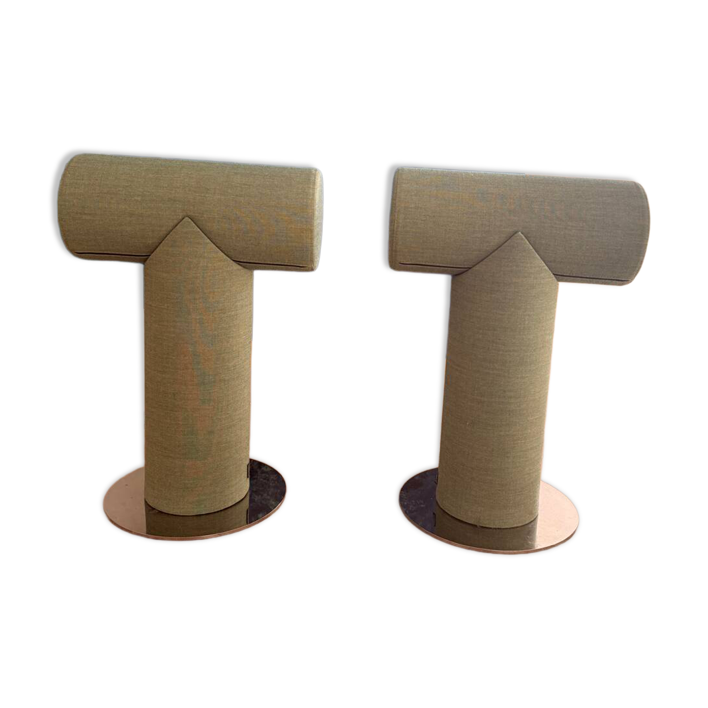 Pair of green Mister T Materia stools – like new