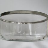 Glass bowl silver metal edge