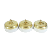 Interrupteurs porcelaine et laiton vintage industriel