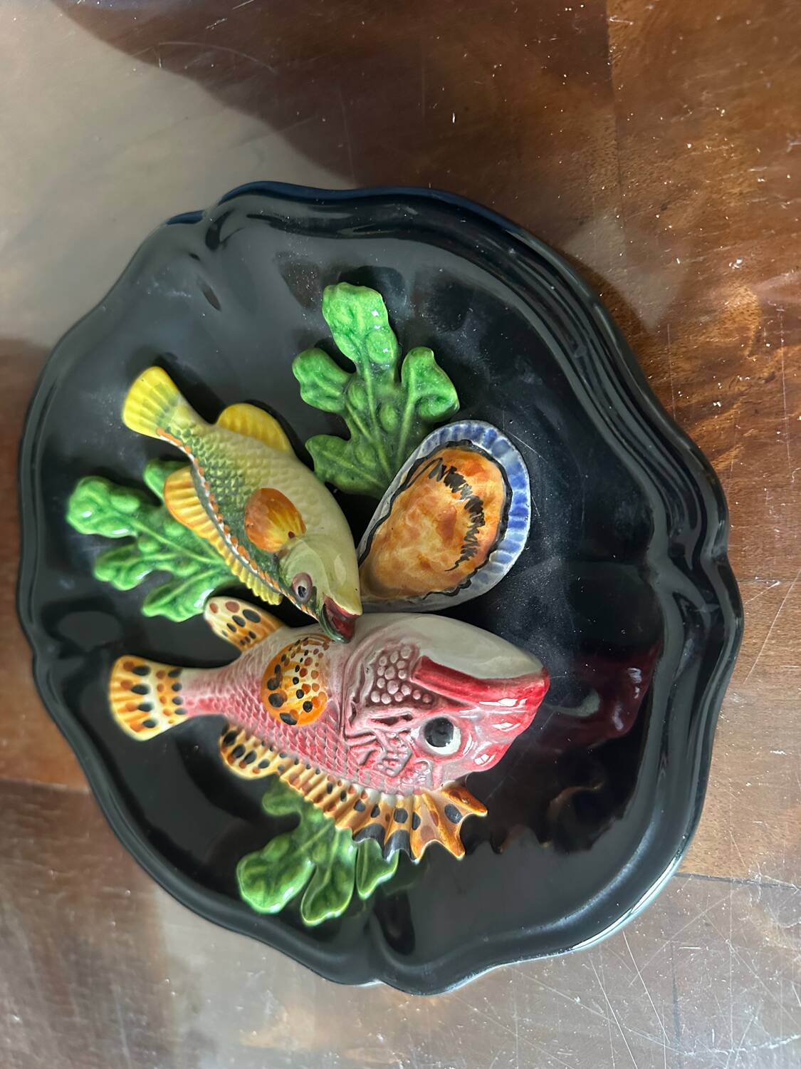 trompe l'oeil plate - Vallauris Majolica - Fish/Seafood -