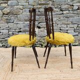 Paire de chaises moumoute jaune