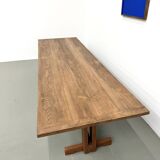 Large refectory table in solid pine and beech, with an X-shaped base.