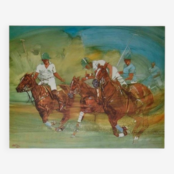 Affiche Windsor ,joueurs de polo,pour la galerie Pierre Hautot .