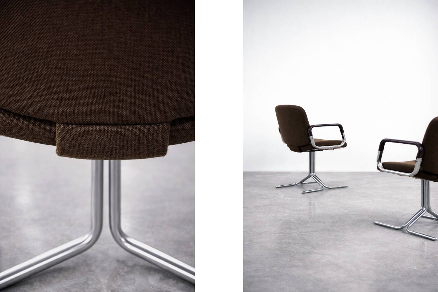 Pair of Vintage Mid-Century German Modern Fabric and Aluminium Chairs Mauser