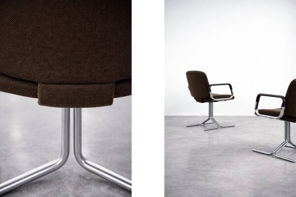 Pair of Vintage Mid-Century German Modern Fabric&Aluminum Chairs Mauser