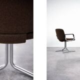 Pair of Vintage Mid-Century German Modern Fabric and Aluminium Chairs Mauser