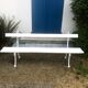 White garden bench
