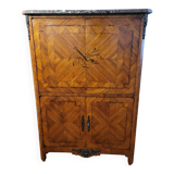 High sideboard in rosewood and marble slab, Louis XVI style, French