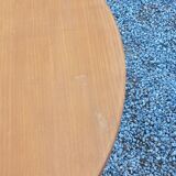 1950s round oak table, 2 heights, central quadripod leg