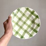 Moulins des loups soup plates, green grid