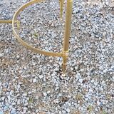 70s Neoclassical Style Coffee Table in Gilded Brass with Mahogany Veneer Top