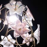 Charming Murano vintage chandelier white and pink flowers