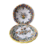 Set of 2 decorative plates in Rouen earthenware