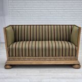 1950s, Danish 2-seater sofa, green furniture wool, oak wood.