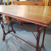 Bistro table over wood cast iron legs