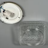 1960s 1970s Ceiling Lamp Flush Mount in Glass & Metal Space Age Design