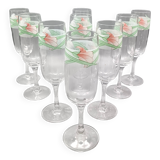 11 luminarc champagne flutes with vintage palluy motif